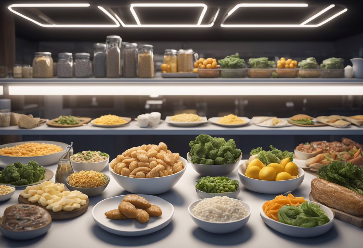 An Olympic swimmer's daily diet: high-calorie, nutrient-dense meals. Lots of lean protein, complex carbs, and healthy fats. No specific human subjects or body parts