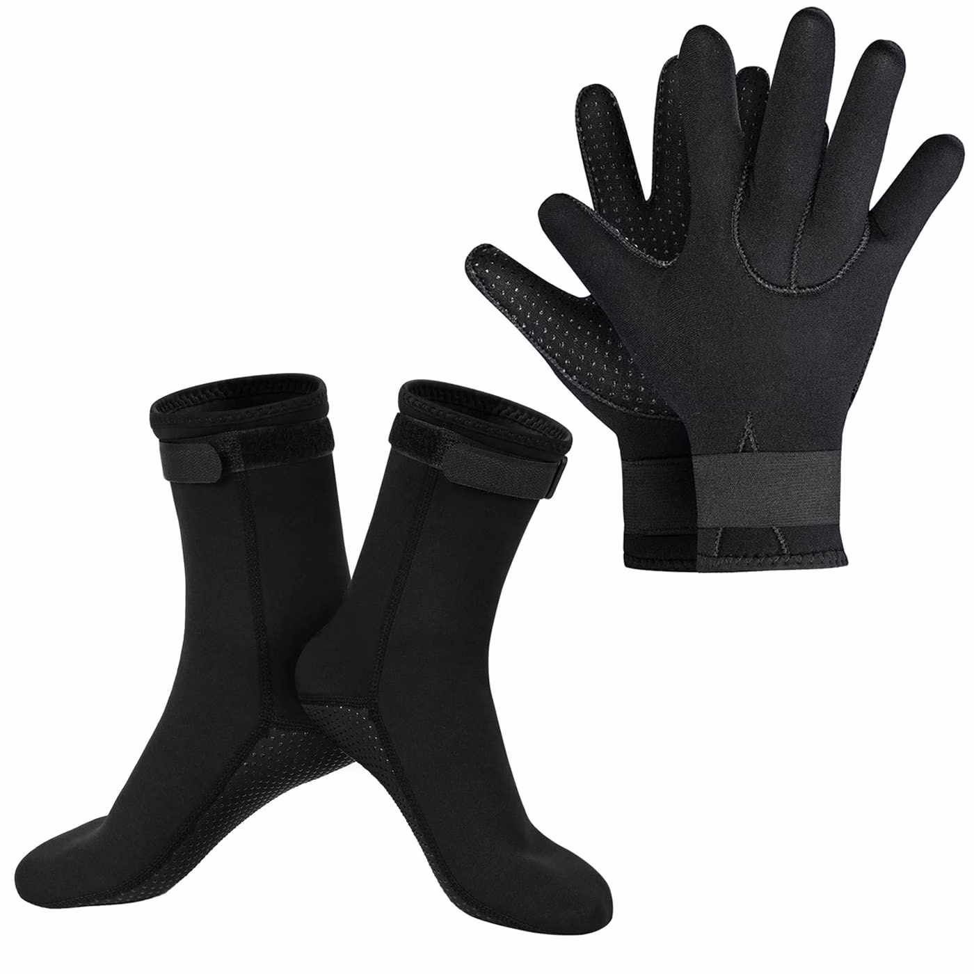 SUPERFA 3mm Neoprene Diving Gloves and Socks, Thermal Wetsuit Set | Warm Hand and Foot Protection, Adjustable Strap Fit, Anti-Slip Grip, Flexible 3mm Design, for Diving, Surfing and Kayaking